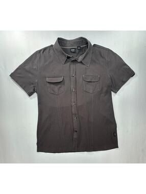 Hugo Boss Slim Pockets Short Sleeve Button Up Brown Youth L